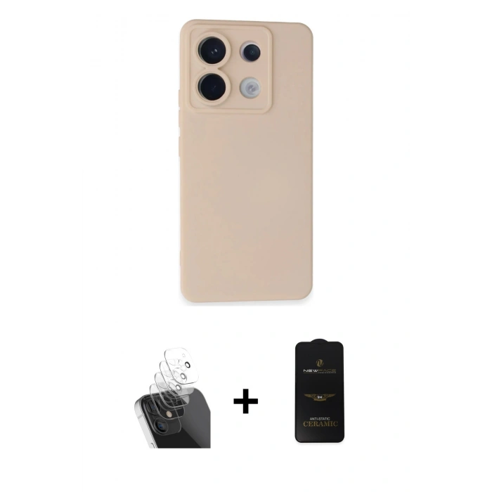 MARSİLYAN™- Redmi Note 13 Pro 5G Kılıf Ahenk Serisi - Siyah 6D Antistatik Mat Seramik Hayalet Nano Ekran Koruyucu + Kamera Lens Koruma Cam - SF