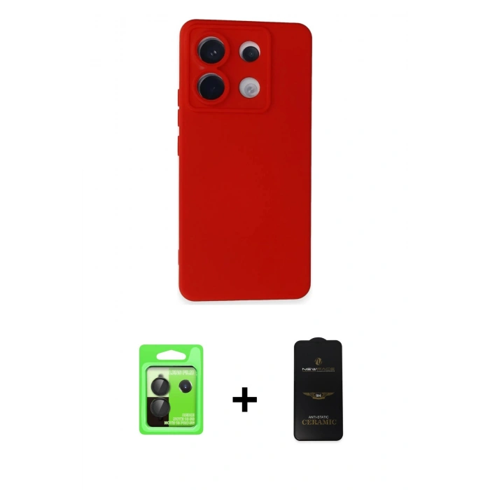 MARSİLYAN™- Redmi Note 13 Pro 5G Kılıf Ahenk Serisi - Siyah 6D Antistatik Mat Seramik Hayalet Nano Ekran Koruyucu + Raze Metal Kamera Lens - SH