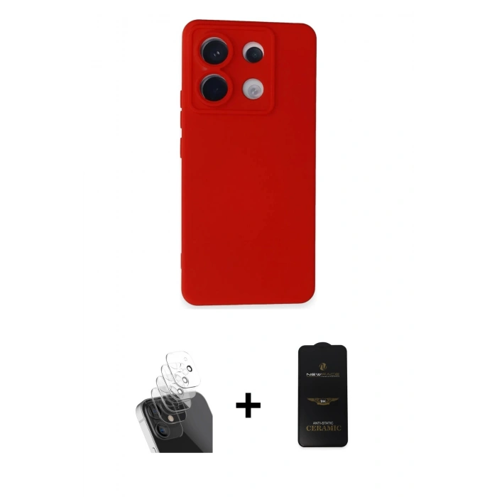 MARSİLYAN™- Redmi Note 13 Pro 5G Kılıf Ahenk Serisi - Siyah 6D Antistatik Mat Seramik Hayalet Nano Ekran Koruyucu + Kamera Lens Koruma Cam - SF