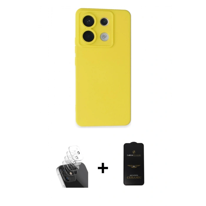 MARSİLYAN™- Redmi Note 13 Pro 5G Kılıf Ahenk Serisi - Siyah 6D Antistatik Mat Seramik Hayalet Nano Ekran Koruyucu + Kamera Lens Koruma Cam - SF