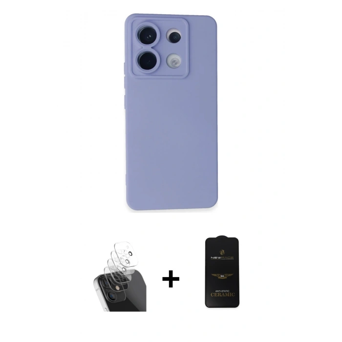 MARSİLYAN™- Redmi Note 13 Pro 5G Kılıf Ahenk Serisi - Siyah 6D Antistatik Mat Seramik Hayalet Nano Ekran Koruyucu + Kamera Lens Koruma Cam - SF