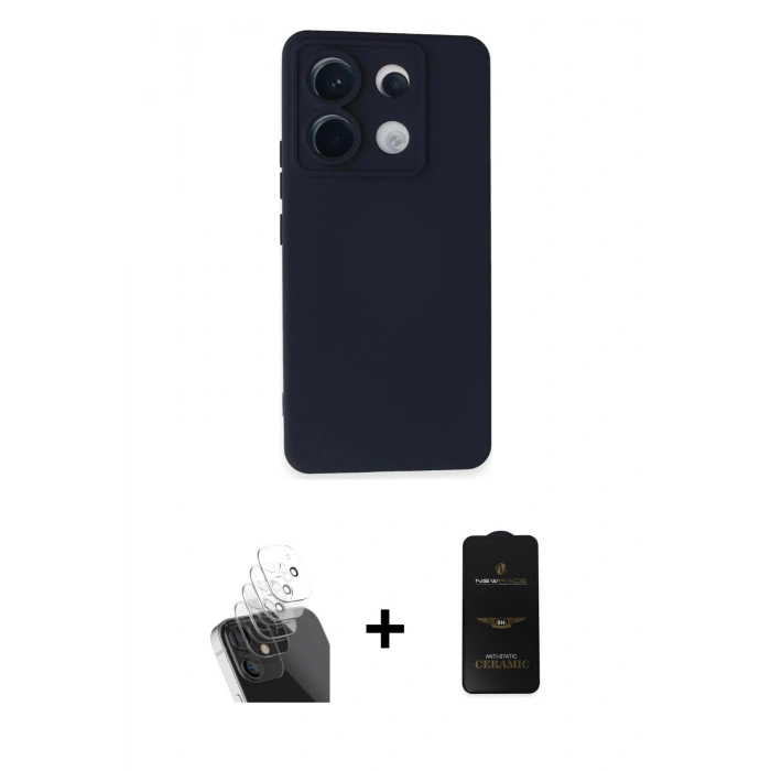 MARSİLYAN™- Redmi Note 13 Pro 5G Kılıf Ahenk Serisi - Siyah 6D Antistatik Mat Seramik Hayalet Nano Ekran Koruyucu + Kamera Lens Koruma Cam - SF