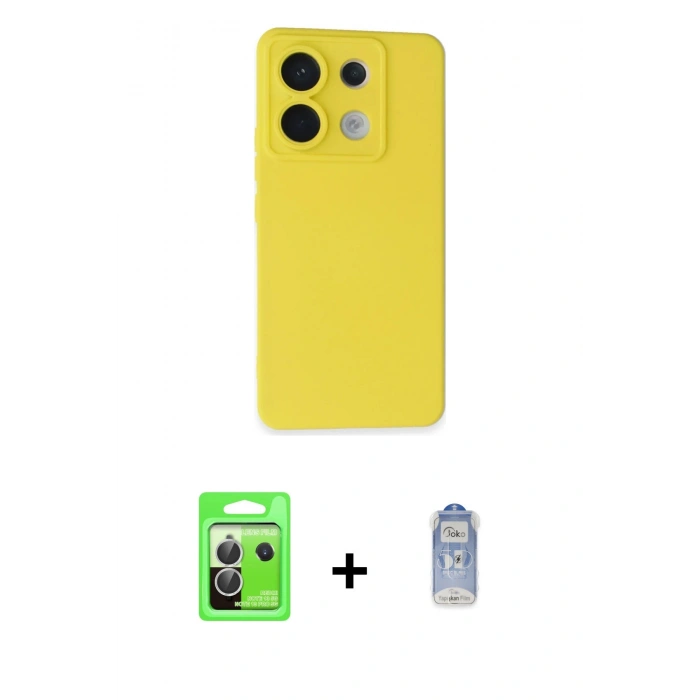 MARSİLYAN™- Redmi Note 13 Pro 5G Kılıf Ahenk Serisi - Siyah Joko Magic 5D Cam + Raze Metal Kamera Lens - GS