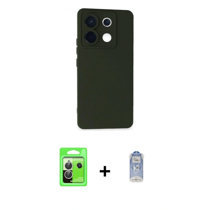 MARSİLYAN™- Redmi Note 13 Pro 5G Kılıf Ahenk Serisi - Siyah Joko Magic 5D Cam + Raze Metal Kamera Lens - GS