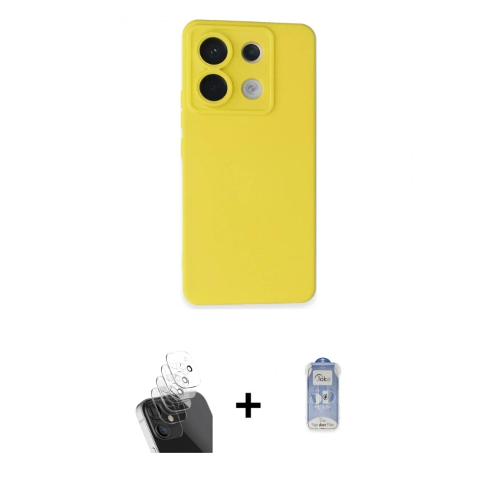 MARSİLYAN™- Redmi Note 13 Pro 5G Kılıf Ahenk Serisi - Siyah Joko Magic 5D Cam + Kamera Lens Koruma Cam - SF