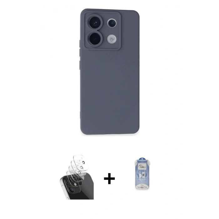 MARSİLYAN™- Redmi Note 13 Pro 5G Kılıf Ahenk Serisi - Siyah Joko Magic 5D Cam + Kamera Lens Koruma Cam - SF