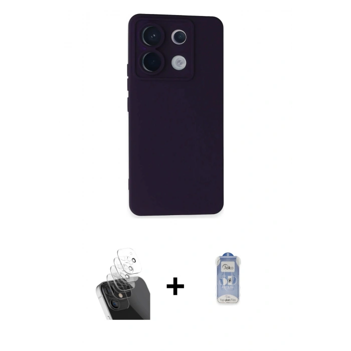 MARSİLYAN™- Redmi Note 13 Pro 5G Kılıf Ahenk Serisi - Siyah Joko Magic 5D Cam + Kamera Lens Koruma Cam - SF