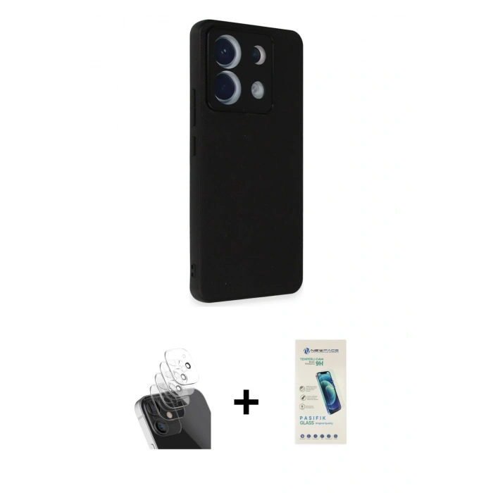 MARSİLYAN™- Redmi Note 13 Pro 5G Kılıf Akış Asil Koleksiyonu - Şeffaf Pasifik Cam Ekran Koruyucu + Kamera Lens Koruma Cam - SF