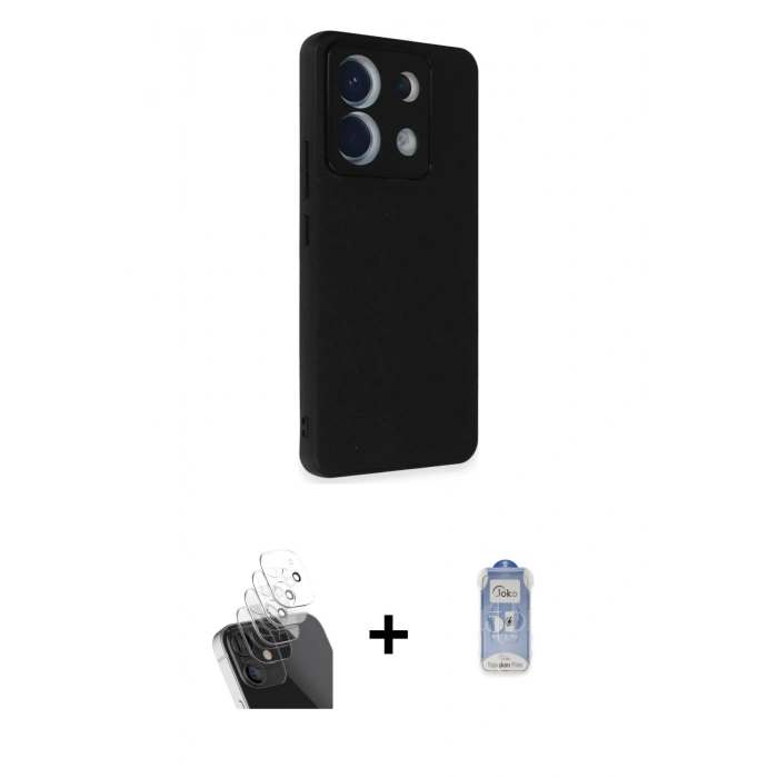 MARSİLYAN™- Redmi Note 13 Pro 5G Kılıf Akış Asil Koleksiyonu - Siyah Joko Magic 5D Cam + Kamera Lens Koruma Cam - SF