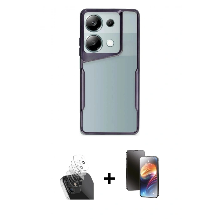 MARSİLYAN™- Redmi Note 13 Pro 5G Kılıf Akış Çizgi Koleksiyonu - Siyah 3D Antistatik Mat Seramik Nano Ekran Koruyucu + Kamera Lens Koruma Cam - SF