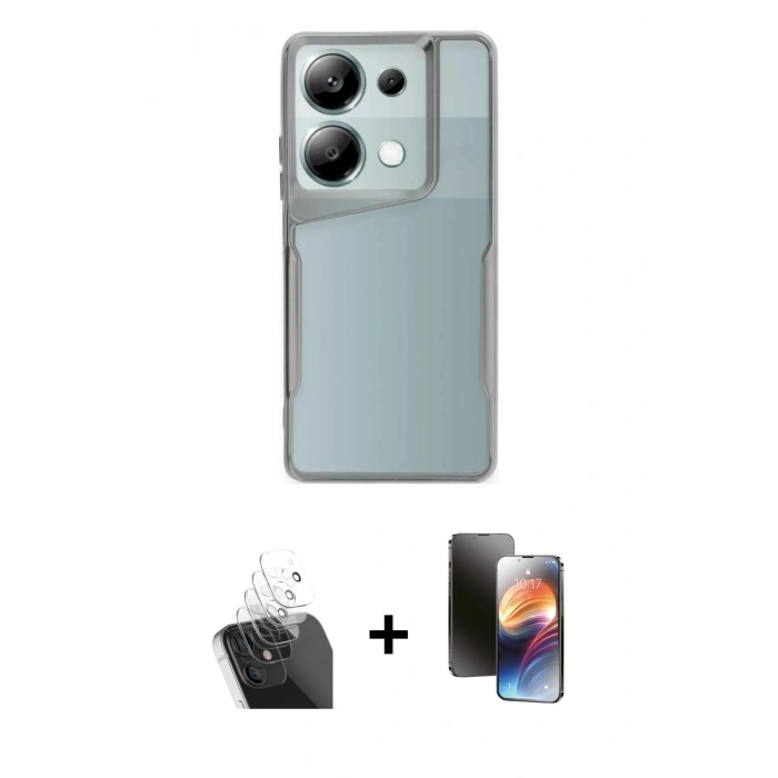 MARSİLYAN™- Redmi Note 13 Pro 5G Kılıf Akış Çizgi Koleksiyonu - Siyah 3D Antistatik Mat Seramik Nano Ekran Koruyucu + Kamera Lens Koruma Cam - SF