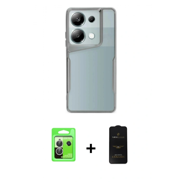 MARSİLYAN™- Redmi Note 13 Pro 5G Kılıf Akış Çizgi Koleksiyonu - Siyah 6D Antistatik Mat Seramik Hayalet Nano Ekran Koruyucu + Raze Metal Kamera Lens - GS