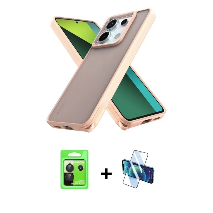 MARSİLYAN™- Redmi Note 13 Pro 5G Kılıf Atlas Form - Siyah 3D Antistatik Seramik Nano Ekran Koruyucu + Raze Metal Kamera Lens - SH