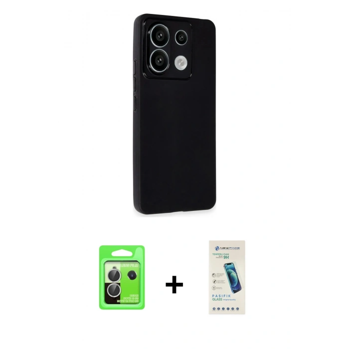 MARSİLYAN™- Redmi Note 13 Pro 5G Kılıf Atlas Minimal Prime - Şeffaf Pasifik Cam Ekran Koruyucu + Raze Metal Kamera Lens - GS