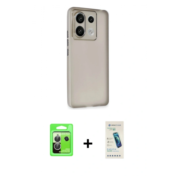 MARSİLYAN™- Redmi Note 13 Pro 5G Kılıf Atlas Minimal Prime - Şeffaf Pasifik Cam Ekran Koruyucu + Raze Metal Kamera Lens - GS