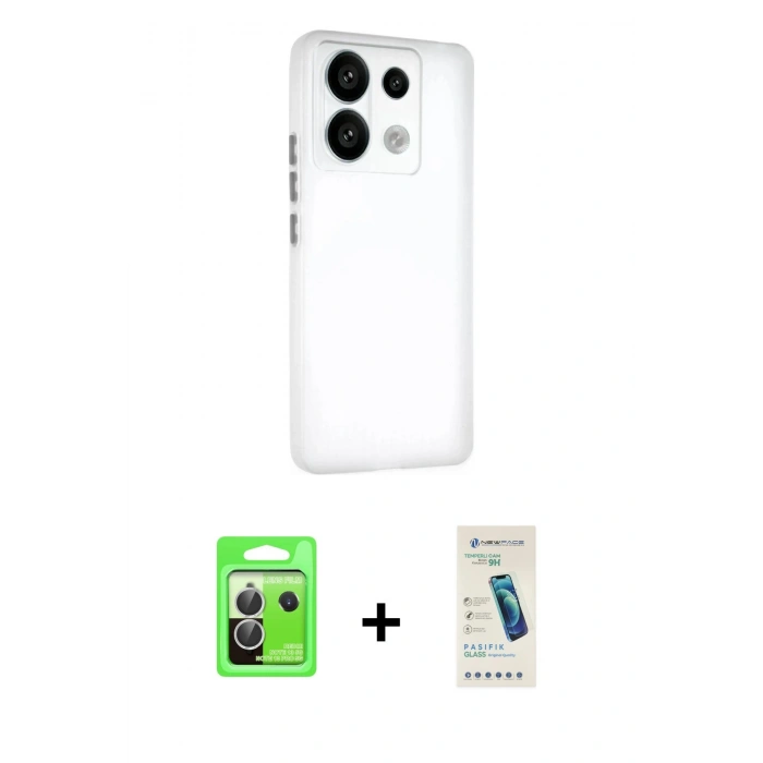MARSİLYAN™- Redmi Note 13 Pro 5G Kılıf Atlas Minimal Prime - Şeffaf Pasifik Cam Ekran Koruyucu + Raze Metal Kamera Lens - GS