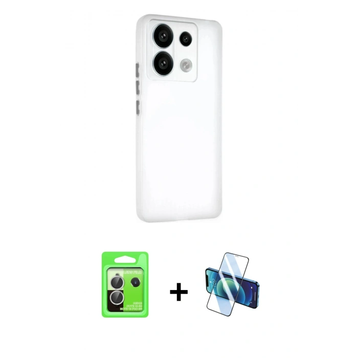 MARSİLYAN™- Redmi Note 13 Pro 5G Kılıf Atlas Minimal Prime - Siyah 3D Antistatik Cam Ekran Koruyucu + Raze Metal Kamera Lens - GS
