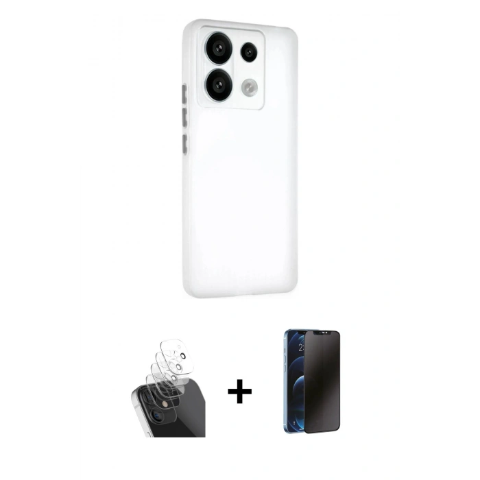 MARSİLYAN™- Redmi Note 13 Pro 5G Kılıf Atlas Minimal Prime - Siyah 3D Antistatik Hayalet Cam Ekran Koruyucu + Kamera Lens Koruma Cam - SF