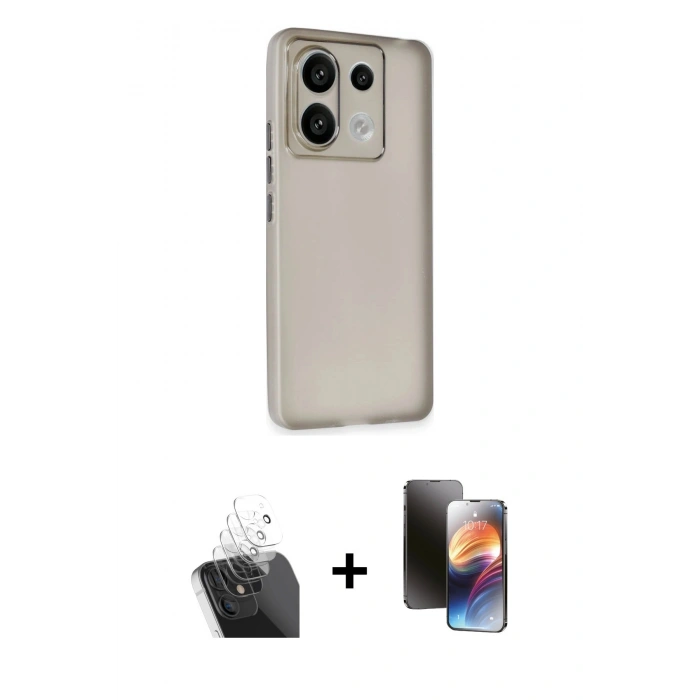 MARSİLYAN™- Redmi Note 13 Pro 5G Kılıf Atlas Minimal Prime - Siyah 3D Antistatik Mat Seramik Nano Ekran Koruyucu + Kamera Lens Koruma Cam - SF