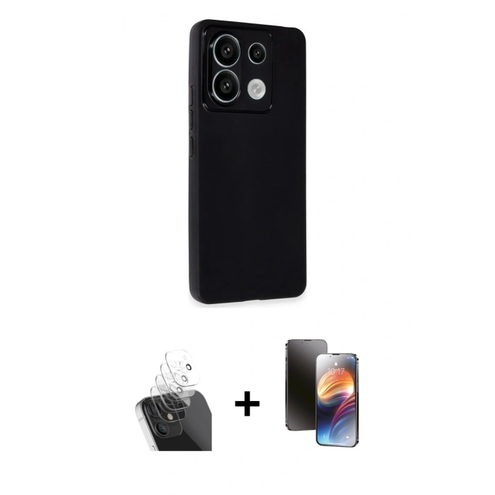 MARSİLYAN™- Redmi Note 13 Pro 5G Kılıf Atlas Minimal Prime - Siyah 3D Antistatik Mat Seramik Nano Ekran Koruyucu + Kamera Lens Koruma Cam - SF
