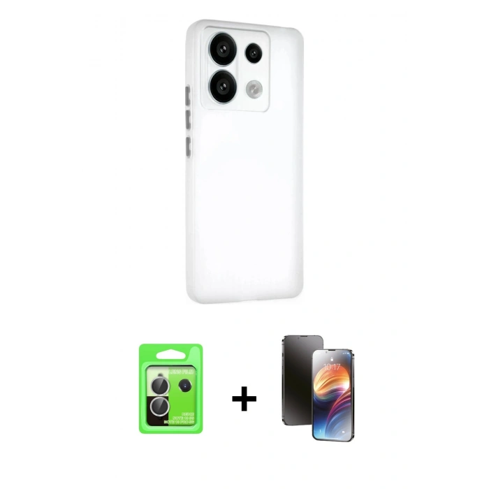 MARSİLYAN™- Redmi Note 13 Pro 5G Kılıf Atlas Minimal Prime - Siyah 3D Antistatik Mat Seramik Nano Ekran Koruyucu + Raze Metal Kamera Lens - GS