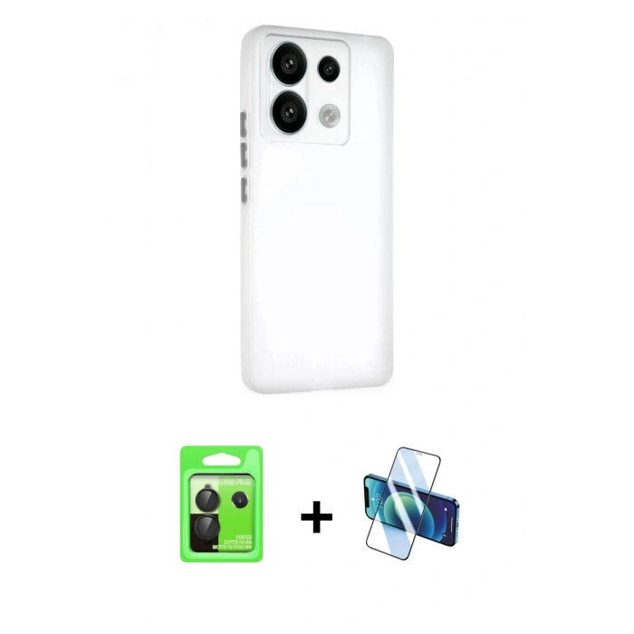 MARSİLYAN™- Redmi Note 13 Pro 5G Kılıf Atlas Minimal Prime - Siyah 3D Antistatik Seramik Nano Ekran Koruyucu + Raze Metal Kamera Lens - SH