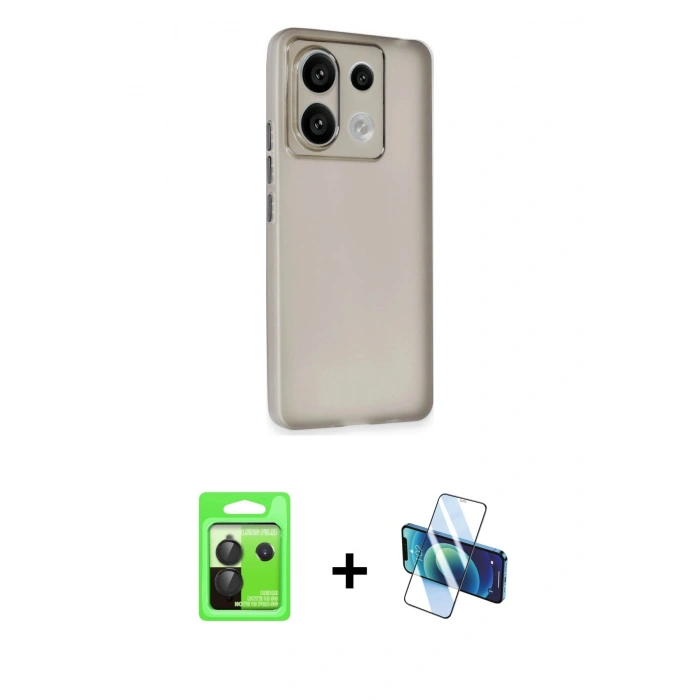 MARSİLYAN™- Redmi Note 13 Pro 5G Kılıf Atlas Minimal Prime - Siyah 3D Antistatik Seramik Nano Ekran Koruyucu + Raze Metal Kamera Lens - SH