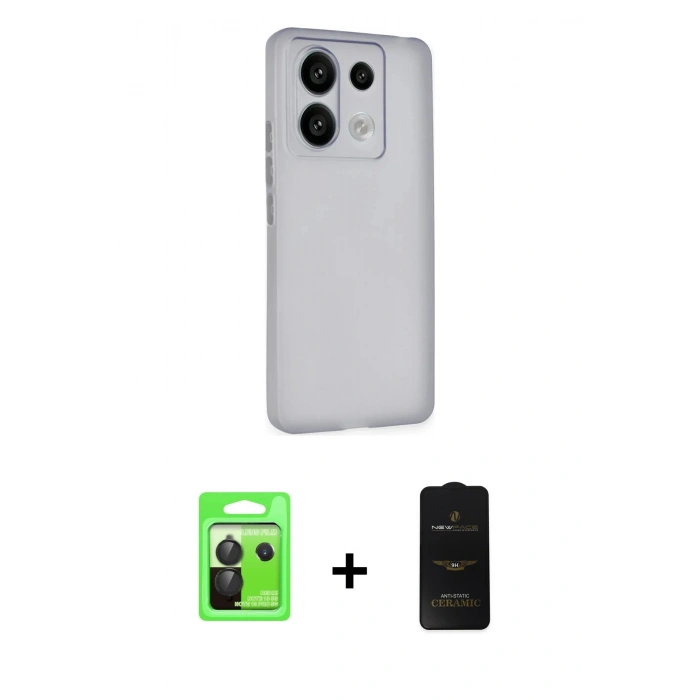 MARSİLYAN™- Redmi Note 13 Pro 5G Kılıf Atlas Minimal Prime - Siyah 6D Antistatik Mat Seramik Hayalet Nano Ekran Koruyucu + Raze Metal Kamera Lens - SH