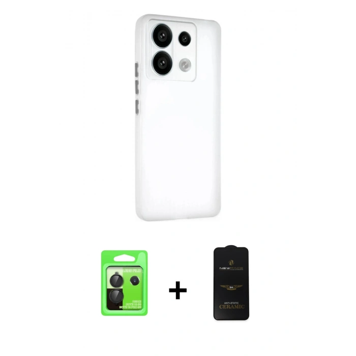 MARSİLYAN™- Redmi Note 13 Pro 5G Kılıf Atlas Minimal Prime - Siyah 6D Antistatik Mat Seramik Hayalet Nano Ekran Koruyucu + Raze Metal Kamera Lens - SH