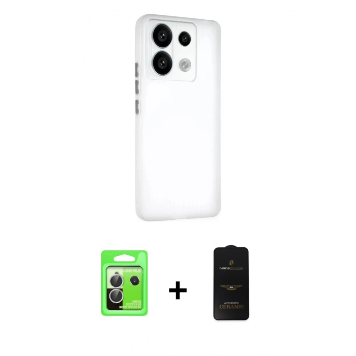 MARSİLYAN™- Redmi Note 13 Pro 5G Kılıf Atlas Minimal Prime - Siyah 6D Antistatik Mat Seramik Hayalet Nano Ekran Koruyucu + Raze Metal Kamera Lens - GS