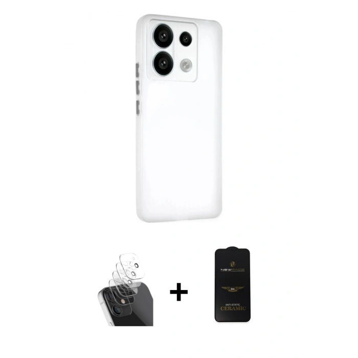 MARSİLYAN™- Redmi Note 13 Pro 5G Kılıf Atlas Minimal Prime - Siyah 6D Antistatik Mat Seramik Hayalet Nano Ekran Koruyucu + Kamera Lens Koruma Cam - SF