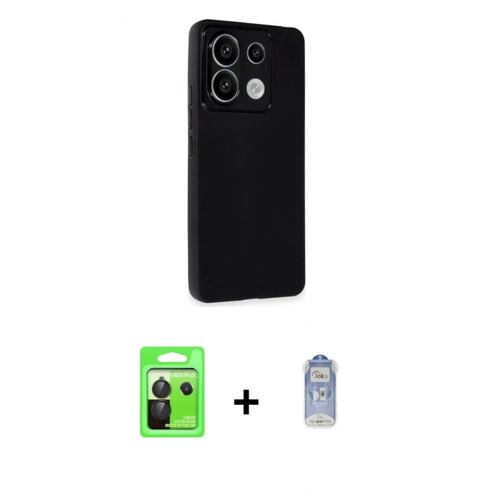 MARSİLYAN™- Redmi Note 13 Pro 5G Kılıf Atlas Minimal Prime - Siyah Joko Magic 5D Cam + Raze Metal Kamera Lens - SH