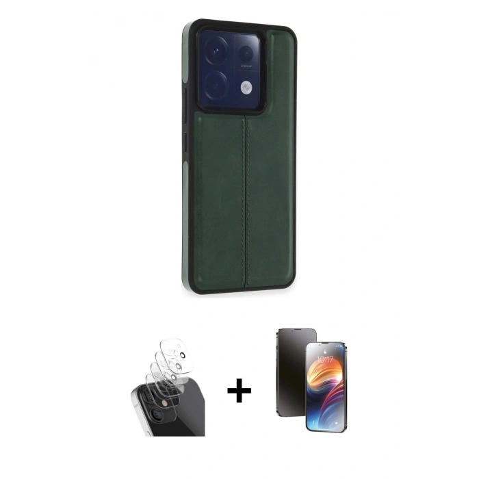 MARSİLYAN™- Redmi Note 13 Pro 5G Kılıf Çekirdek Klasik - Siyah 3D Antistatik Mat Seramik Nano Ekran Koruyucu + Kamera Lens Koruma Cam - SF