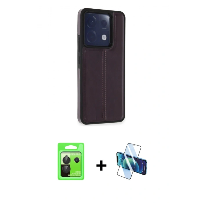 MARSİLYAN™- Redmi Note 13 Pro 5G Kılıf Çekirdek Klasik - Siyah 3D Antistatik Seramik Nano Ekran Koruyucu + Raze Metal Kamera Lens - SH