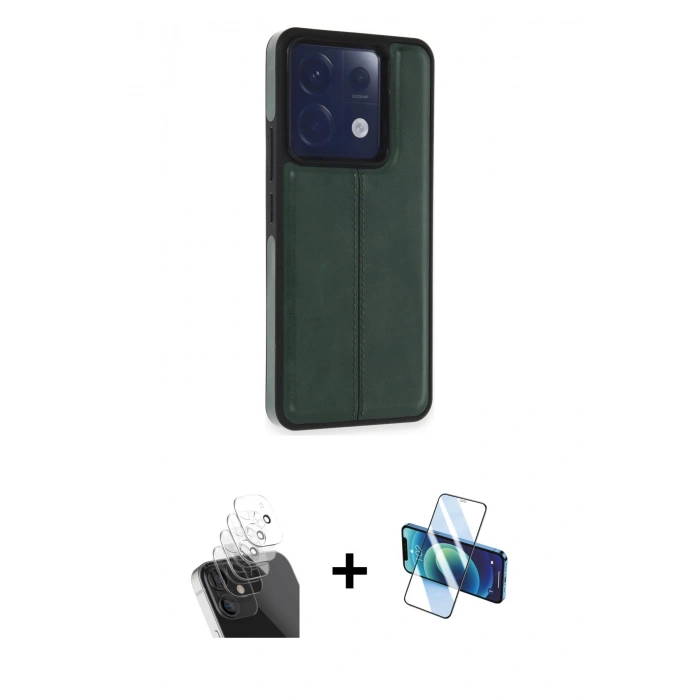 MARSİLYAN™- Redmi Note 13 Pro 5G Kılıf Çekirdek Klasik - Siyah 3D Antistatik Seramik Nano Ekran Koruyucu + Kamera Lens Koruma Cam - SF
