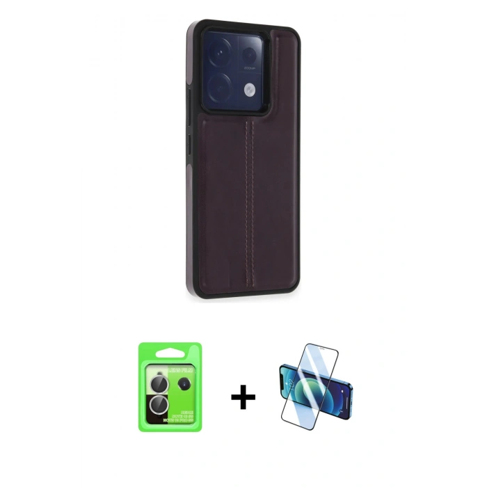 MARSİLYAN™- Redmi Note 13 Pro 5G Kılıf Çekirdek Klasik - Siyah 3D Antistatik Seramik Nano Ekran Koruyucu + Raze Metal Kamera Lens - GS