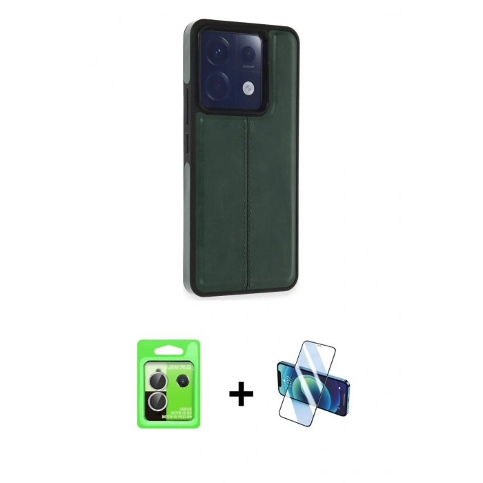 MARSİLYAN™- Redmi Note 13 Pro 5G Kılıf Çekirdek Klasik - Siyah 3D Antistatik Seramik Nano Ekran Koruyucu + Raze Metal Kamera Lens - GS