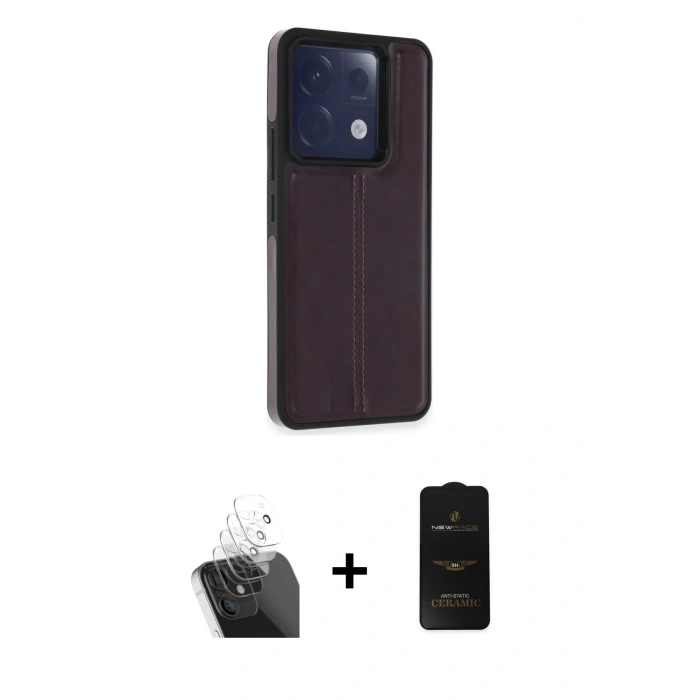 MARSİLYAN™- Redmi Note 13 Pro 5G Kılıf Çekirdek Klasik - Siyah 6D Antistatik Mat Seramik Hayalet Nano Ekran Koruyucu + Kamera Lens Koruma Cam - SF