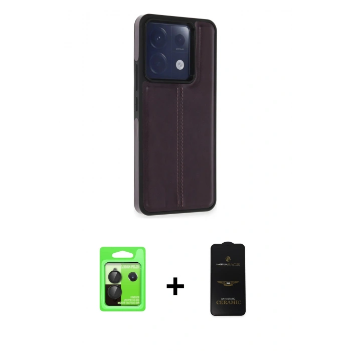 MARSİLYAN™- Redmi Note 13 Pro 5G Kılıf Çekirdek Klasik - Siyah 6D Antistatik Mat Seramik Hayalet Nano Ekran Koruyucu + Raze Metal Kamera Lens - SH