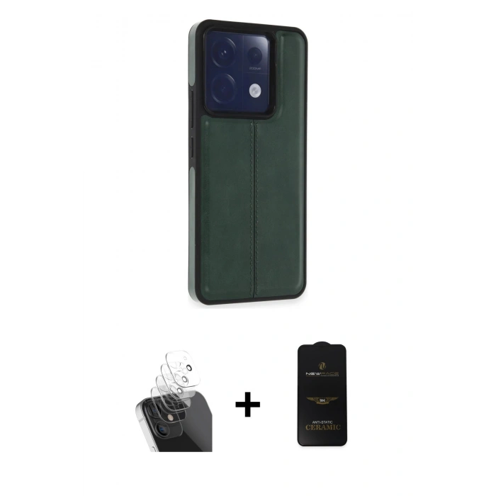MARSİLYAN™- Redmi Note 13 Pro 5G Kılıf Çekirdek Klasik - Siyah 6D Antistatik Mat Seramik Hayalet Nano Ekran Koruyucu + Kamera Lens Koruma Cam - SF