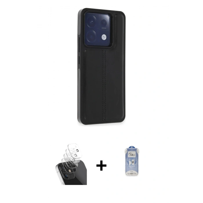 MARSİLYAN™- Redmi Note 13 Pro 5G Kılıf Çekirdek Klasik - Siyah Joko Magic 5D Cam + Kamera Lens Koruma Cam - SF