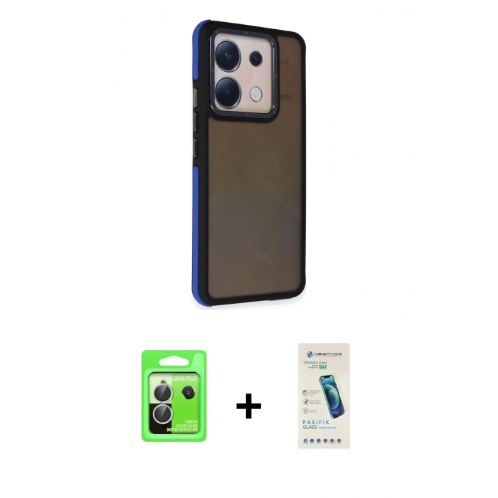 MARSİLYAN™- Redmi Note 13 Pro 5G Kılıf Eksen Işık - Şeffaf Pasifik Cam Ekran Koruyucu + Raze Metal Kamera Lens - GS