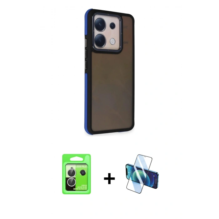 MARSİLYAN™- Redmi Note 13 Pro 5G Kılıf Eksen Işık - Siyah 3D Antistatik Cam Ekran Koruyucu + Raze Metal Kamera Lens - GS