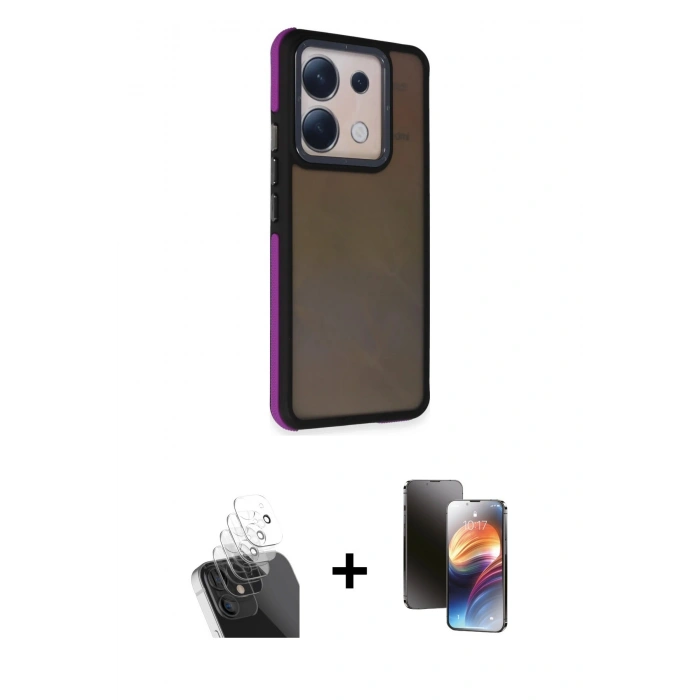 MARSİLYAN™- Redmi Note 13 Pro 5G Kılıf Eksen Işık - Siyah 3D Antistatik Mat Seramik Nano Ekran Koruyucu + Kamera Lens Koruma Cam - SF