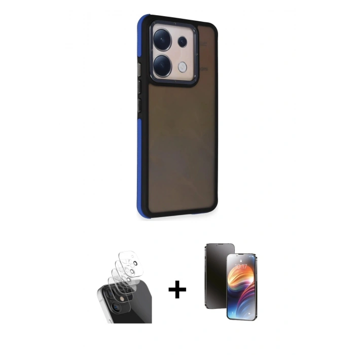 MARSİLYAN™- Redmi Note 13 Pro 5G Kılıf Eksen Işık - Siyah 3D Antistatik Mat Seramik Nano Ekran Koruyucu + Kamera Lens Koruma Cam - SF