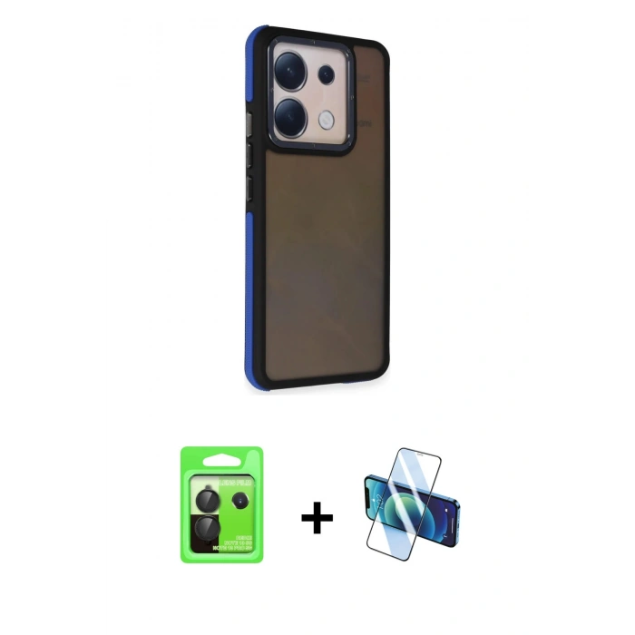 MARSİLYAN™- Redmi Note 13 Pro 5G Kılıf Eksen Işık - Siyah 3D Antistatik Seramik Nano Ekran Koruyucu + Raze Metal Kamera Lens - SH