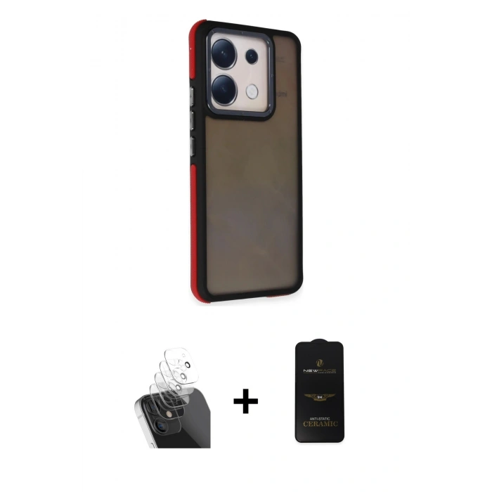 MARSİLYAN™- Redmi Note 13 Pro 5G Kılıf Eksen Işık - Siyah 6D Antistatik Mat Seramik Hayalet Nano Ekran Koruyucu + Kamera Lens Koruma Cam - SF