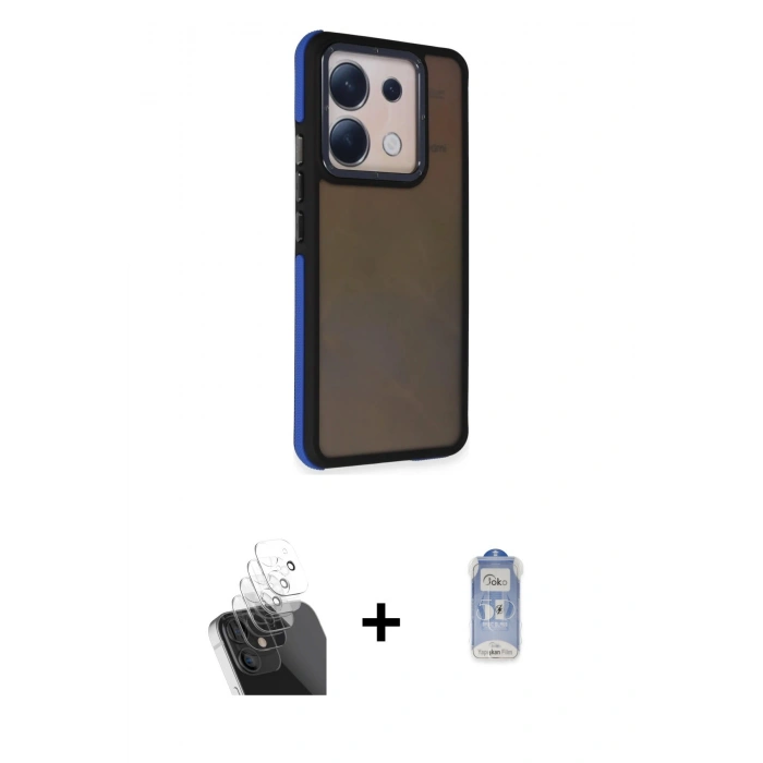 MARSİLYAN™- Redmi Note 13 Pro 5G Kılıf Eksen Işık - Siyah Joko Magic 5D Cam + Kamera Lens Koruma Cam - SF