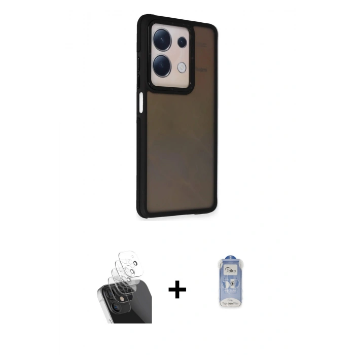 MARSİLYAN™- Redmi Note 13 Pro 5G Kılıf Eksen Işık - Siyah Joko Magic 5D Cam + Kamera Lens Koruma Cam - SF