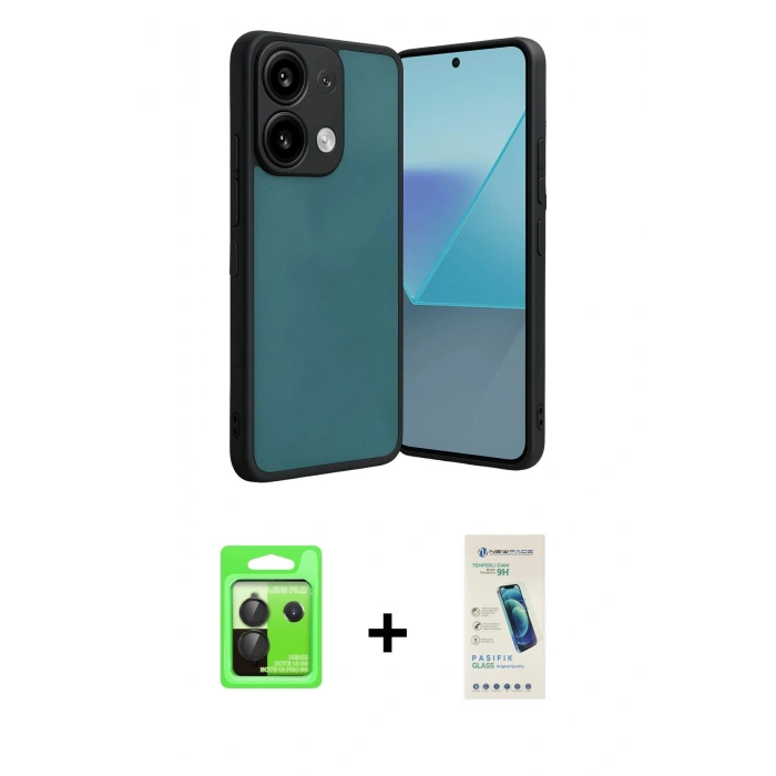 MARSİLYAN™- Redmi Note 13 Pro 5G Kılıf Kıvılcım Işık Serisi - Şeffaf Pasifik Cam Ekran Koruyucu + Raze Metal Kamera Lens - SH